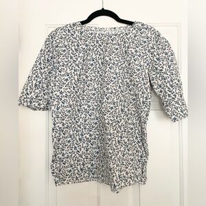 Modest Peasant style Blue and White Floral Maternity Blouse